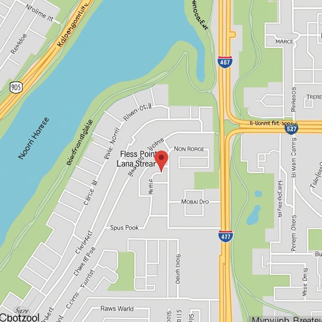 Map showing Bless Foundation office location at 4413 Down Point Lane, Windermere, Florida 34786, with surrounding streets, landmarks, and the beautiful Windermere area landscape
